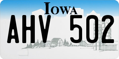 IA license plate AHV502