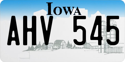 IA license plate AHV545