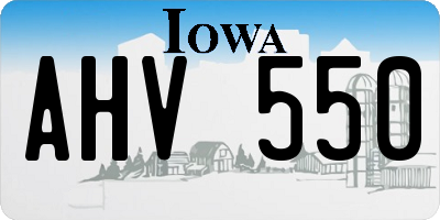 IA license plate AHV550