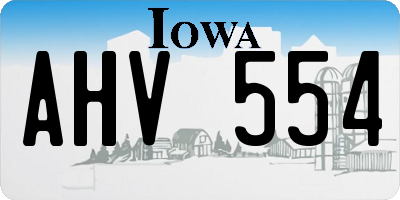 IA license plate AHV554