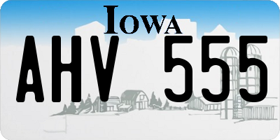 IA license plate AHV555