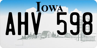 IA license plate AHV598