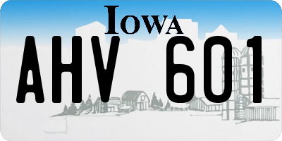 IA license plate AHV601
