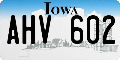 IA license plate AHV602