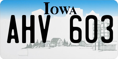 IA license plate AHV603