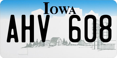 IA license plate AHV608