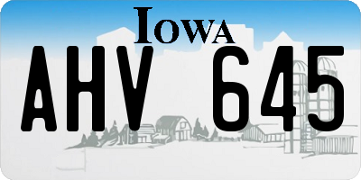 IA license plate AHV645