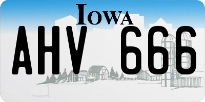 IA license plate AHV666