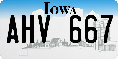 IA license plate AHV667