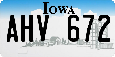 IA license plate AHV672