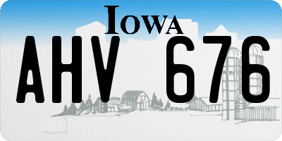 IA license plate AHV676
