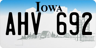 IA license plate AHV692