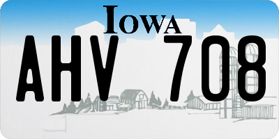 IA license plate AHV708