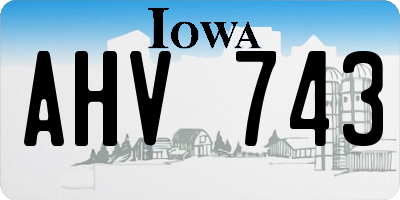 IA license plate AHV743