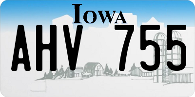 IA license plate AHV755