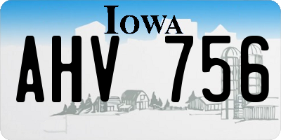 IA license plate AHV756