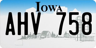IA license plate AHV758