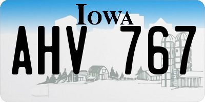 IA license plate AHV767