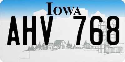 IA license plate AHV768