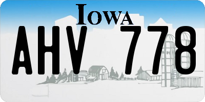 IA license plate AHV778