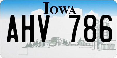 IA license plate AHV786