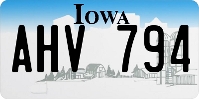 IA license plate AHV794