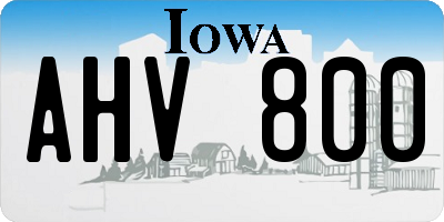 IA license plate AHV800