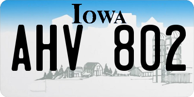 IA license plate AHV802
