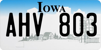 IA license plate AHV803