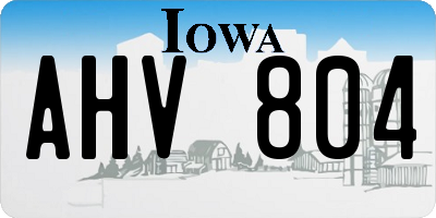 IA license plate AHV804