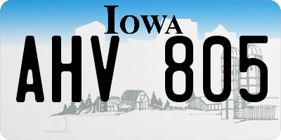 IA license plate AHV805