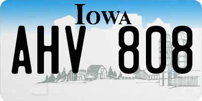 IA license plate AHV808