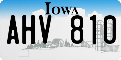 IA license plate AHV810