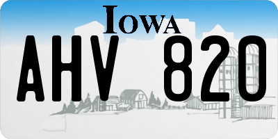 IA license plate AHV820