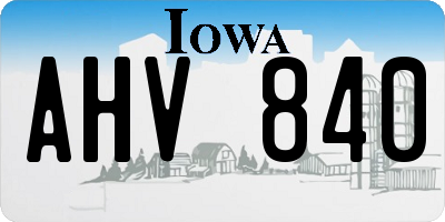 IA license plate AHV840