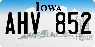IA license plate AHV852