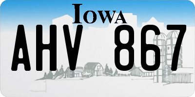 IA license plate AHV867