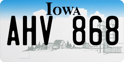 IA license plate AHV868
