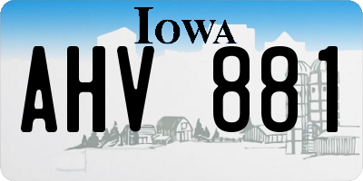 IA license plate AHV881