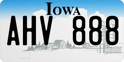 IA license plate AHV888