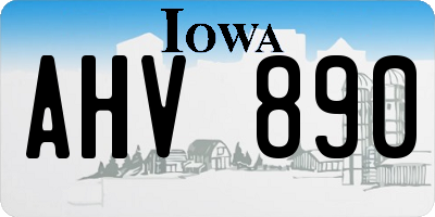 IA license plate AHV890