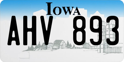 IA license plate AHV893