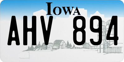 IA license plate AHV894