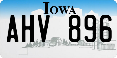 IA license plate AHV896