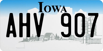 IA license plate AHV907