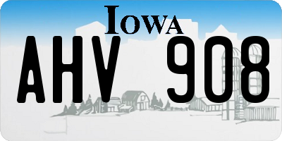 IA license plate AHV908