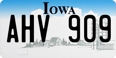 IA license plate AHV909