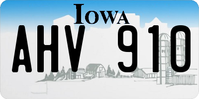 IA license plate AHV910