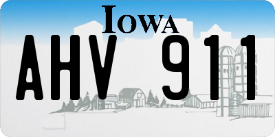 IA license plate AHV911