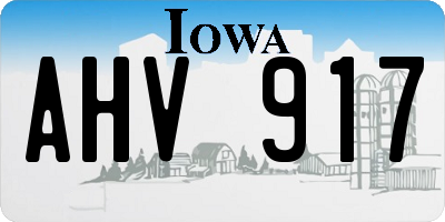IA license plate AHV917